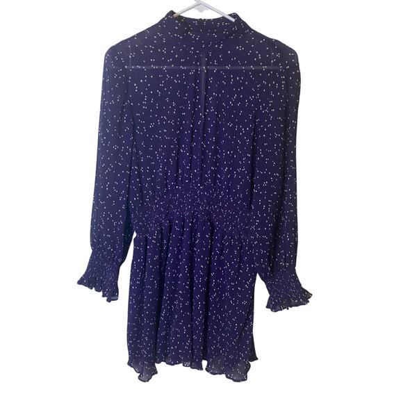 Zara Purple Polka Dot Mesh Blouson Mini Dress Size Medium - Picture 6 of 11